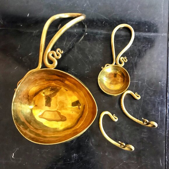 Vintage 1993 Signed Brass Joe Spoon Ladle Handmade Set of 2 - Picture 1 of 5